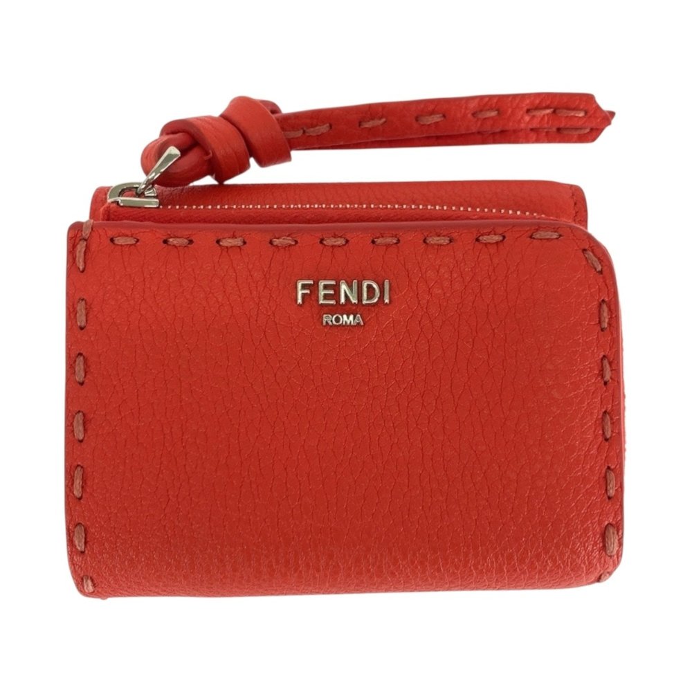 FENDI Peekaboo Micro Red Leather Wallet with Gold Hardware, 8M0499 ARC1,